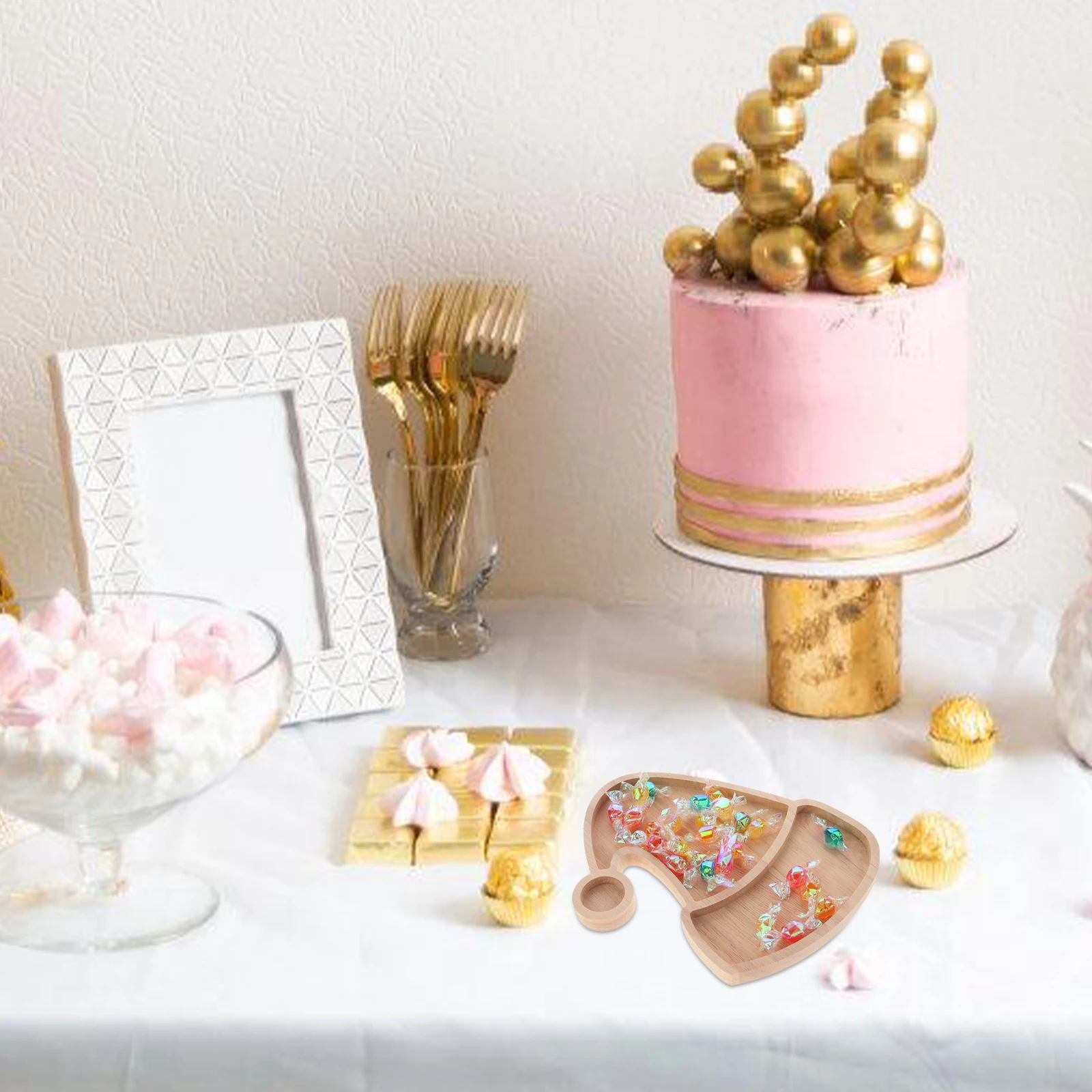 

Christmas Santa Hat Wood Snack Tray Versatile Xmas Serving Plate Food Platter Party Dessert Board Xmas Serving Plate