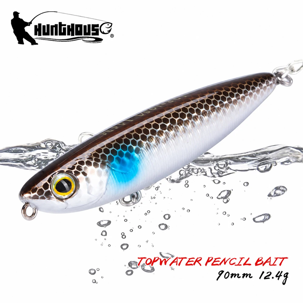 Hunthouse Floating Topwater Pencil Clearance Angelköder 2er-Set, Hartköder, Oberflächenköder WTD 90mm, Salzwasser, für Barsch, Angelzubehör