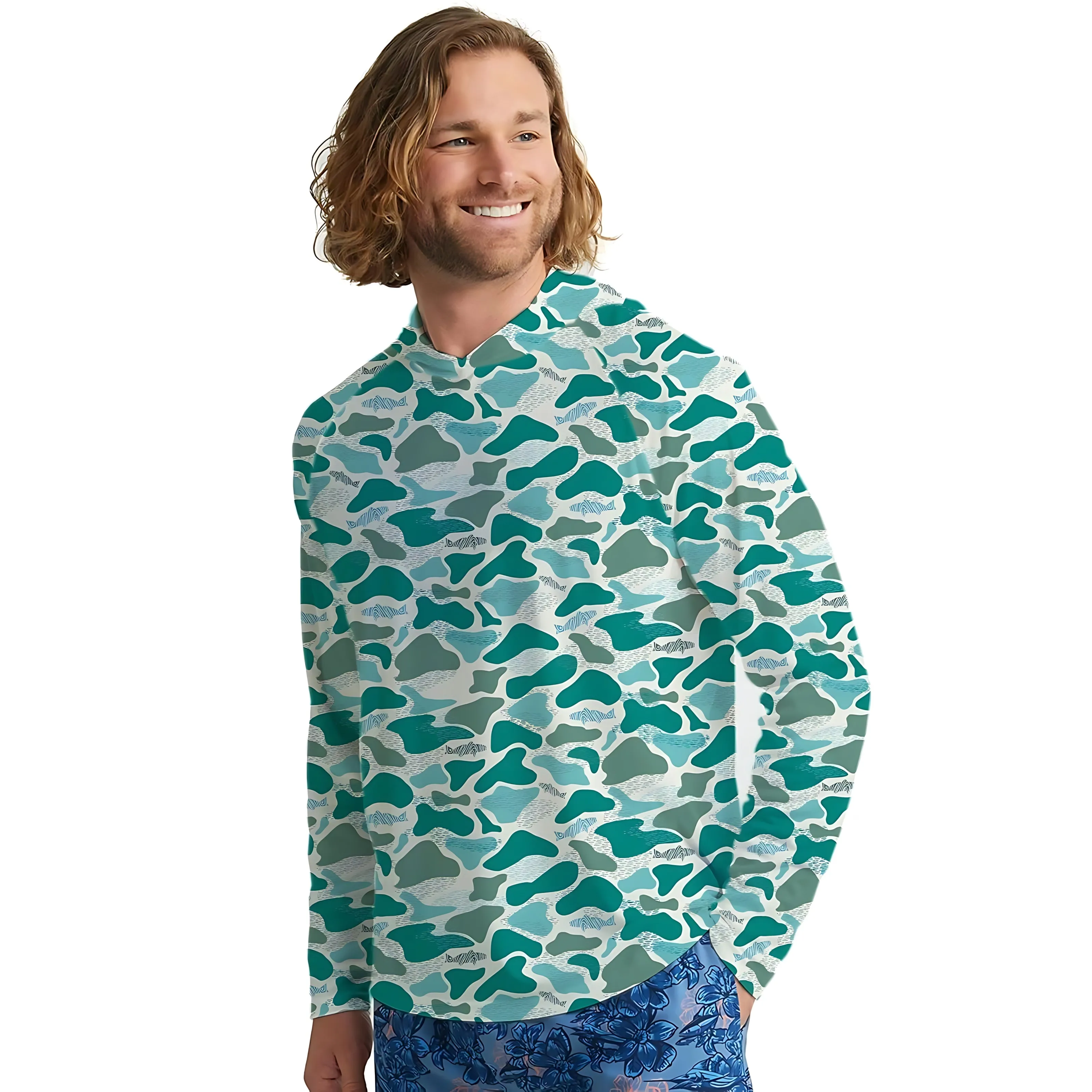 2026 New Model UV-Resistant Fishing Shirt with Long Sleeves and Hooded Collar - UV-Resistant Fishing Mask Clothing view 2