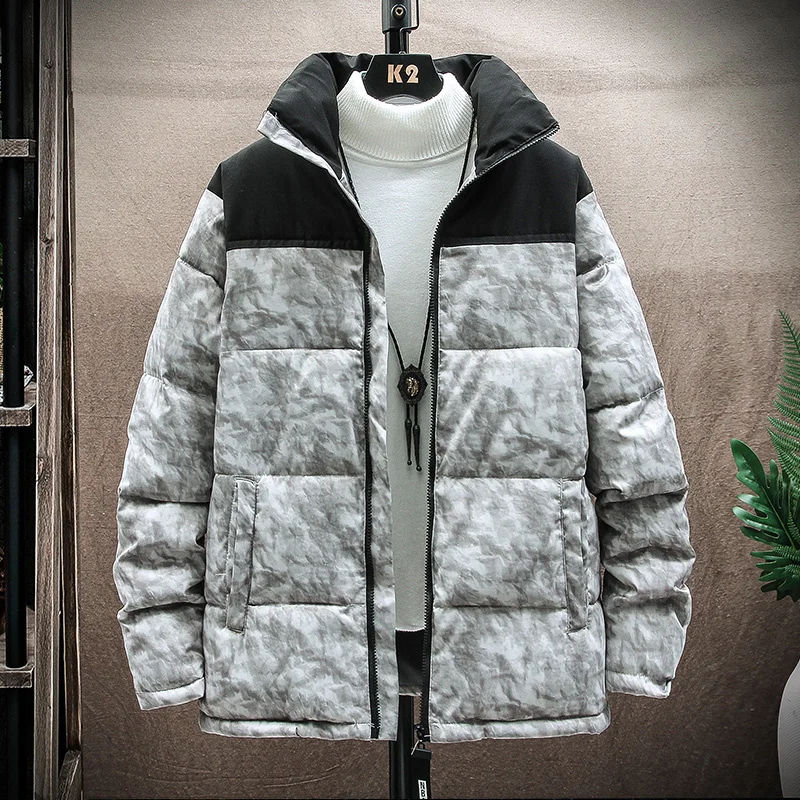 Nowa zimowa 2023 kurtka do kamuflażu mężczyźni zagęścić Parka w stylu Casual ubranie wierzchnie w rozmiarze Slim Fit ciepła odzież wierzchnia Patchwork mężczyzna gruba kurtka Plus rozmiar 4XL