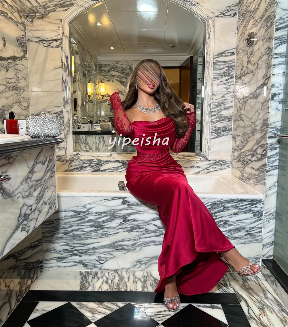 Maßgeschneiderte, passende, sexy, plissierte, drapierte Spitze, Meerjungfrau, trägerlose lange Kleider, maßgeschneiderte Kleider für besondere Anlässe, Größen erhältlich, Pastrol