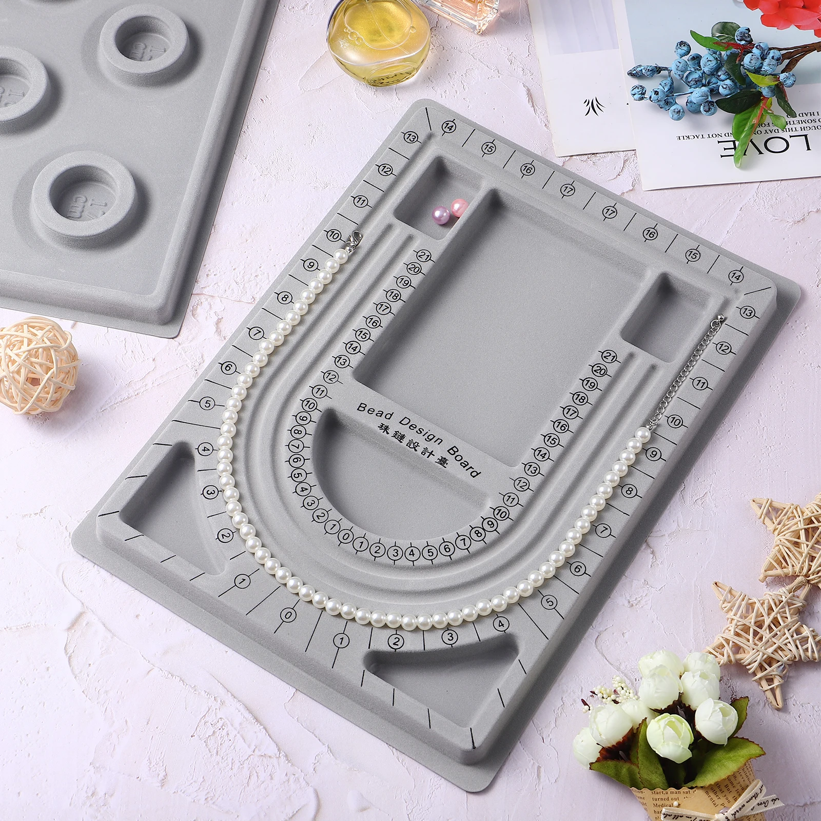 

Design Disk Jewelry Tray Necklace Making Beads Platter Organizer Measuring Board