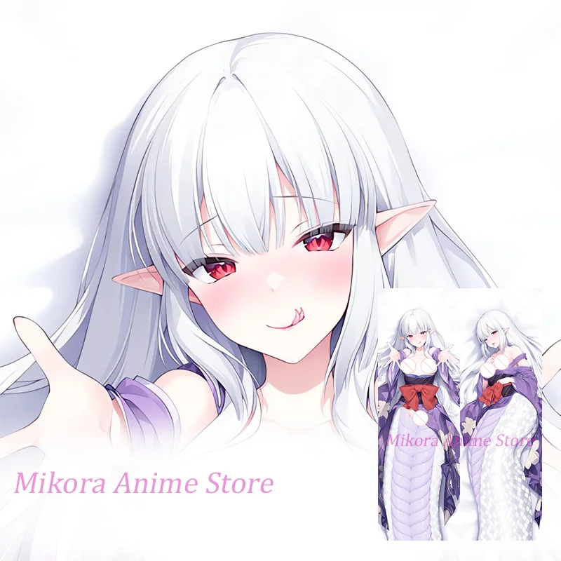 Dakimakura Shirohebi Monster Girl Anime غطاء وسادة للجسم مطبوع على الوجهين غطاء وسادة بالحجم الطبيعي