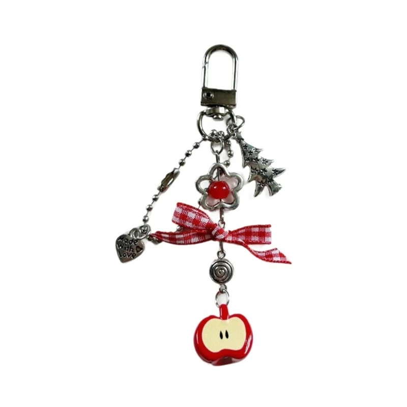 

Elegant Beaded Key Holder Accessory with Heart and Bowknot Pendant Christmas Tree Designs Accessory Portable for Gifts