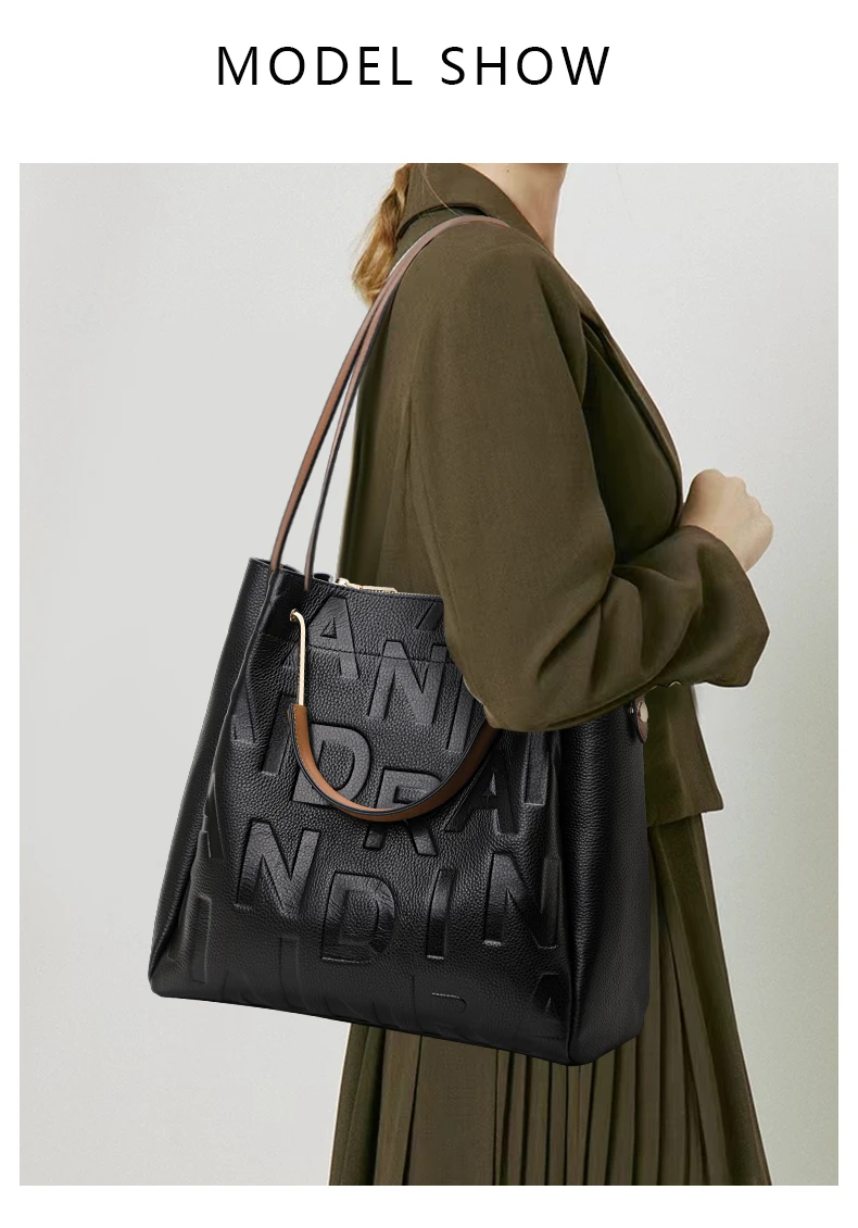 2026 Neue Echtleder-Damenhandtasche, Modische Vielseitige Schulter- und Umhängetasche aus Rindsleder, Große Handtasche für Damen – Detail 1