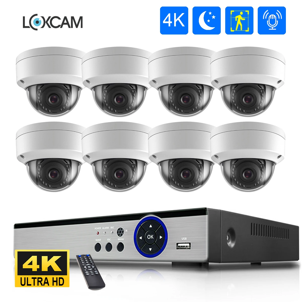 H.265 8CH 8MP Security Camera System 4K POE NVR 5MP Indoor Outdoor IP Camera IP66 Vandal-proof Video Surveillance Camera Kit