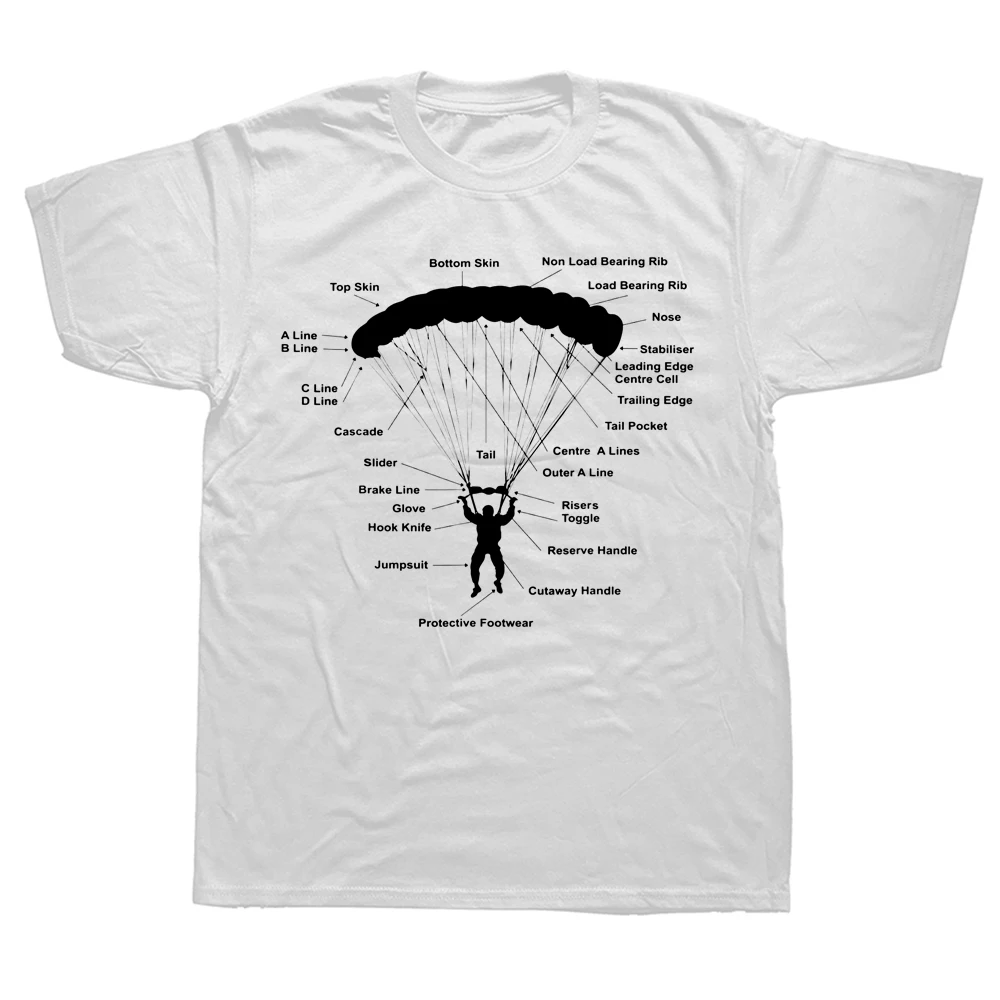 Funny Paraglider Parachute Anatomy Paragliding Skydiving T Shirts Graphic Cotton Streetwear Short Sleeve Men EU Size T shirt