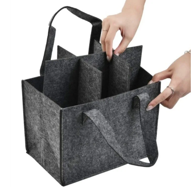 1PC Red Wine Handheld Felt Bag Gift Wine Bag Handheld Red Wine 6-Bottle Non Woven Felt Bag