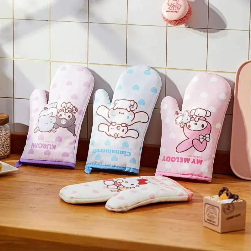 

Мультяшные перчатки Hello Kitty kuromi Cinnamoroll кухонная утварь против ожогов домашние Милые термостойкие перчатки Новые