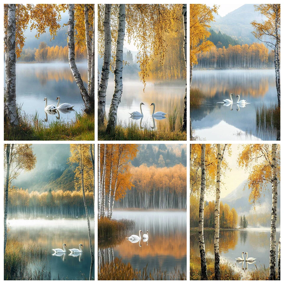 5D Diamond Painting Full Square Animals Diamond Embroidery Scenery Swan Pictures Of Rhinestones Cross Stitch Home Decoration