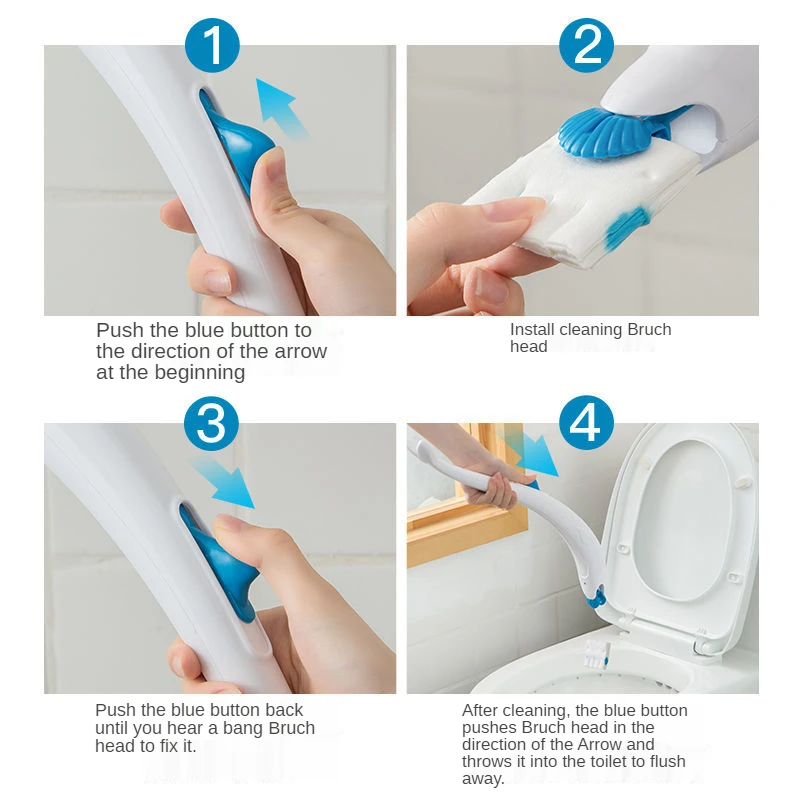 Household Non-Dead-End Toilet Brush Dissolvable Disposable Self-Contained Cleaner Replacement Brush Head Bathroom Washing Tools
