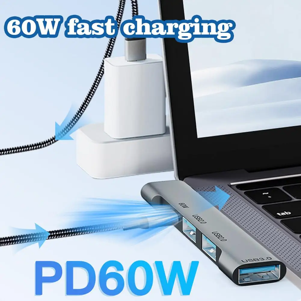 4 In 1 HUB Hub USB 3.0 Splitter High Speed Docking Station USB 3.0 Typec HUB PD Charging OTG Adapter For Laptop PC Accessories image 3