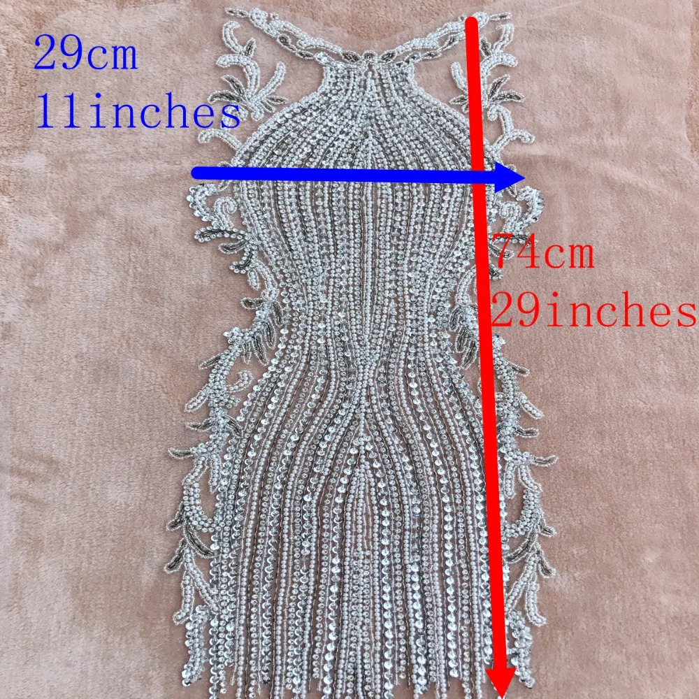 Luxury Beading Sequin Crystal Profiling On Tulle Halter Evening Dress Fabrics Handmade Cocktail Dress Accessories