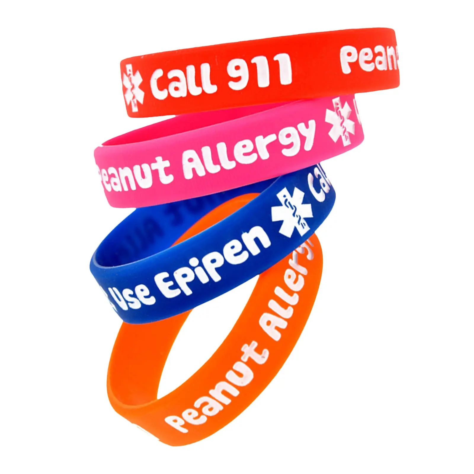

Набор из 4 силиконовых браслетов-идентификаторов для экстренных случаев: медицинский предупреждающий браслет для детей и взрослых, для оповещения при диабете, аллергии, судорогах, ремешок безопасности