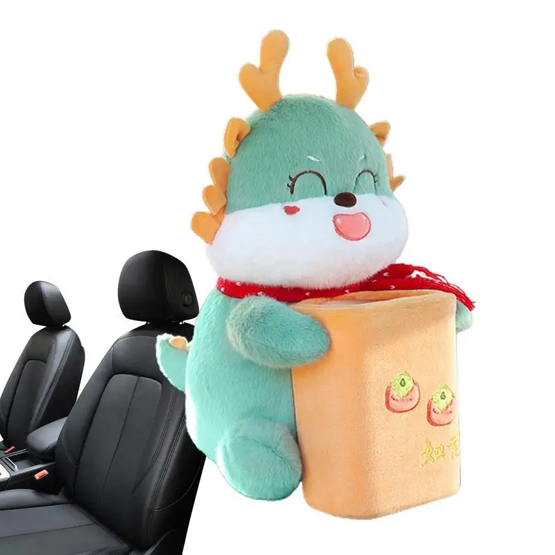 Dragon Car Trash Can Cute Dragon Car Organizer Backseat Car Seat Back Storage Bag Decorative Tissue Box Holder Backseat Tissue