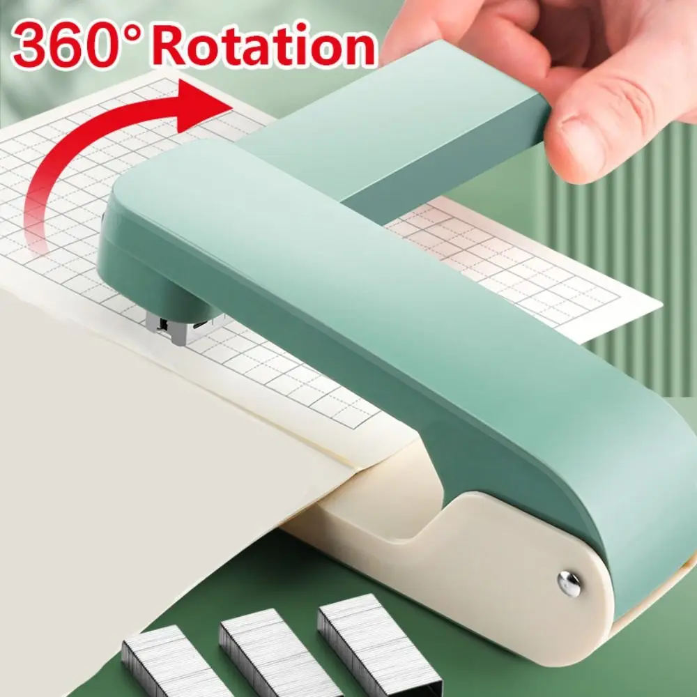 Use 24/6 Staples Stapler Heavy Duty Effortless Heavy Duty Stapler 360 Degree Rotary Metal Long Stapler Bookbinding Supplies