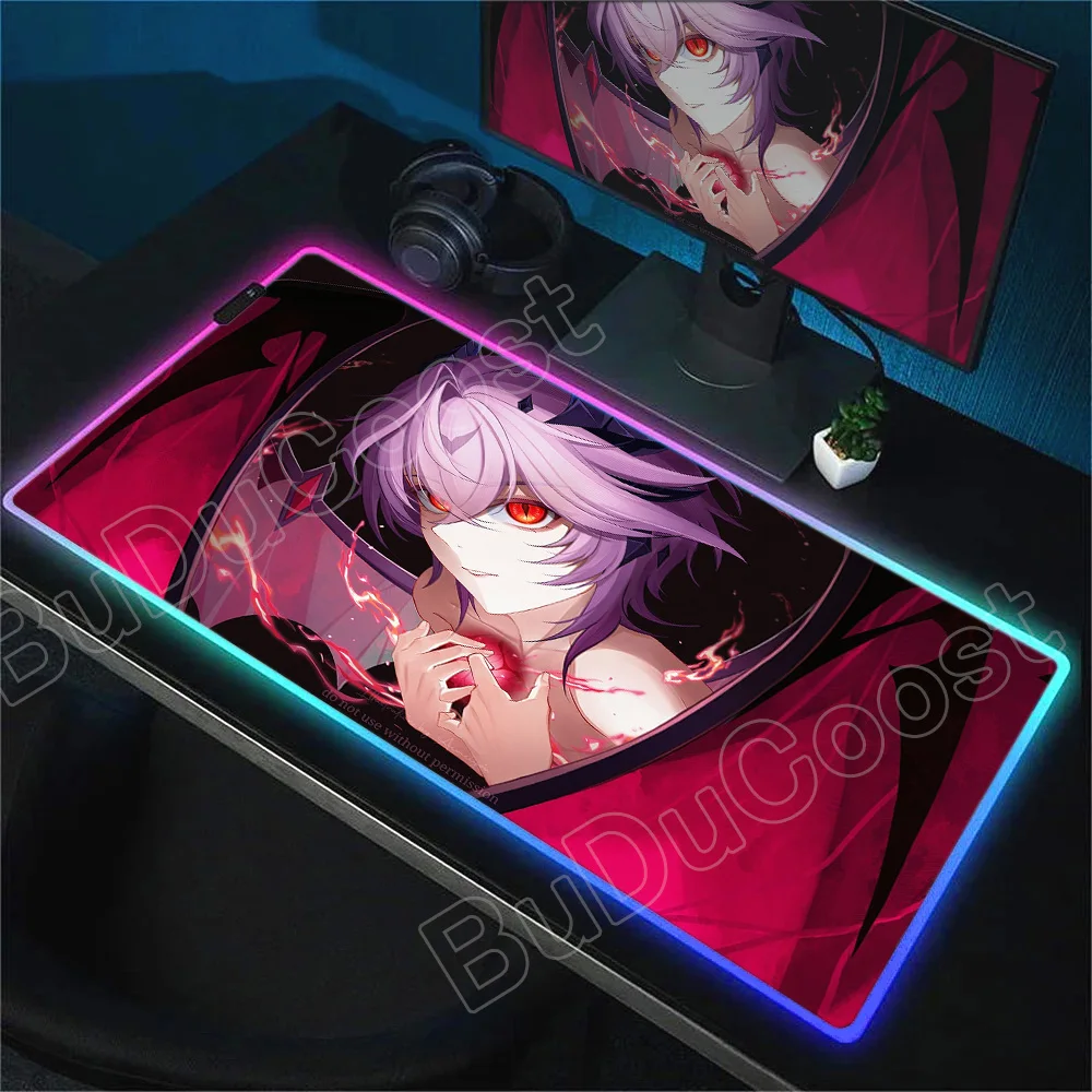 

RGB Anime Desk Mat Genshin Impact Large 900x400mm Mouse Pad Carpet Computer Laptop Gaming Peripheral Accessories Durin Mousepad