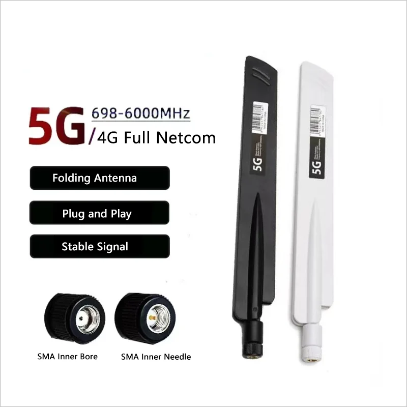 5G Router Antenna Knife Shaped Rubber Sleeve SMA/RP-SMA Interface 3DBI High Gain LET Router Omnidirectional Folding Antenna