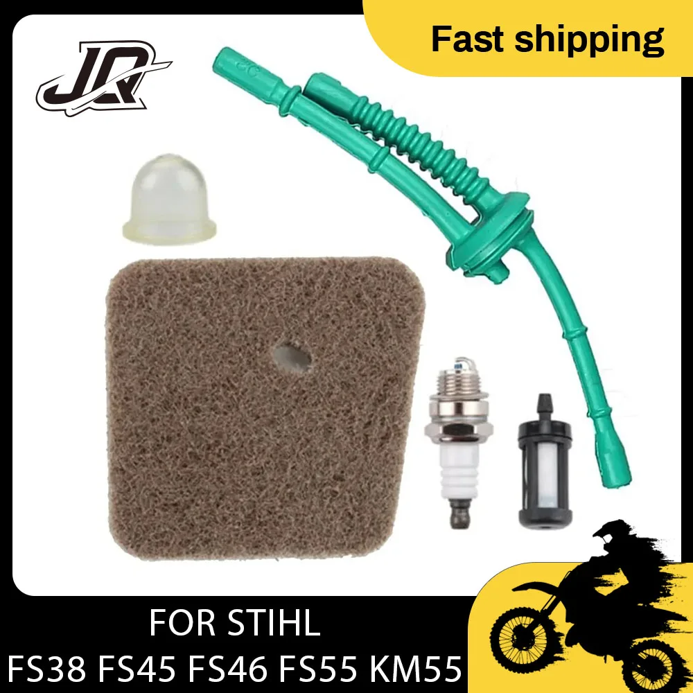 Air Filter Fuel Line Filter Primer Bulb Fuel Pipe For Stihl FS38 FS45 FS46 FS55 KM55 Hl45 FS45L FS45C FS46C KM55C KM55R KM55RC