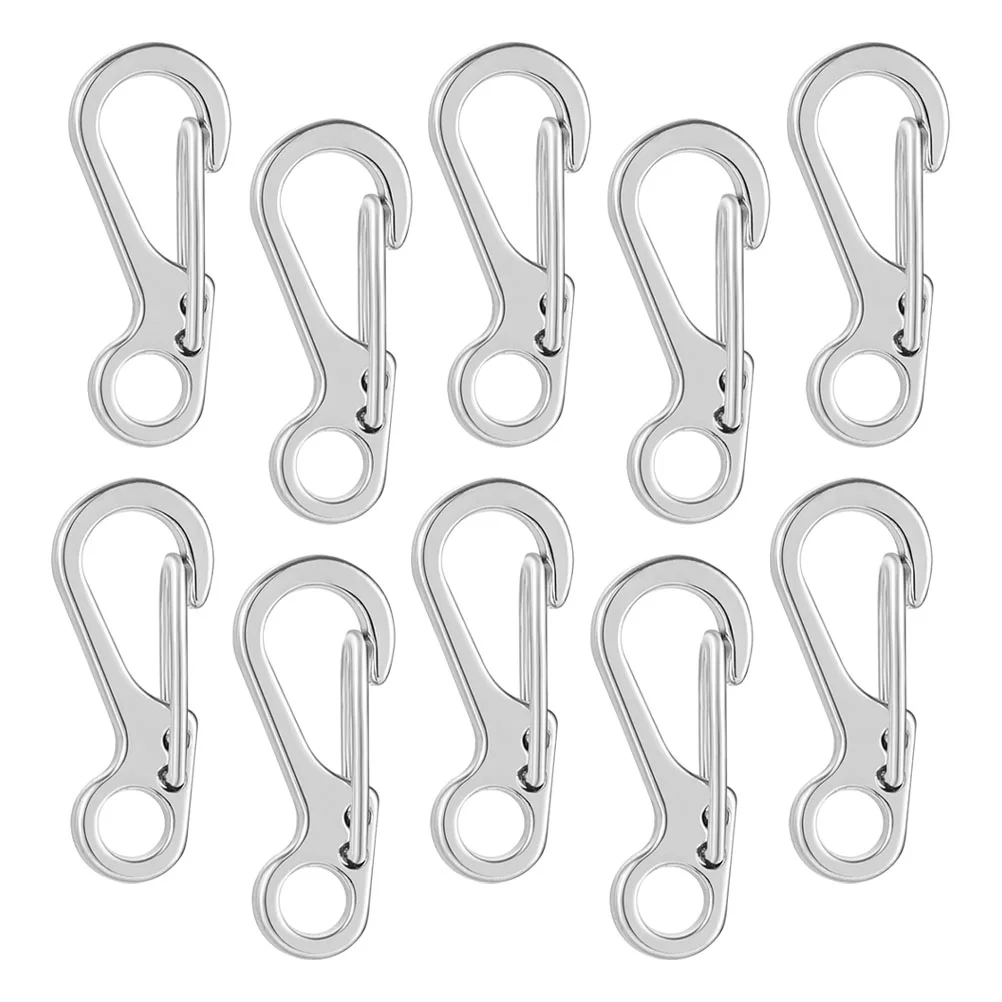 10 Pcs Clothes Racks Buckle Metal Key Buckles Hanging Chain Zinc Alloy Rings Elastic Outdoor Hangers Silver Keychain