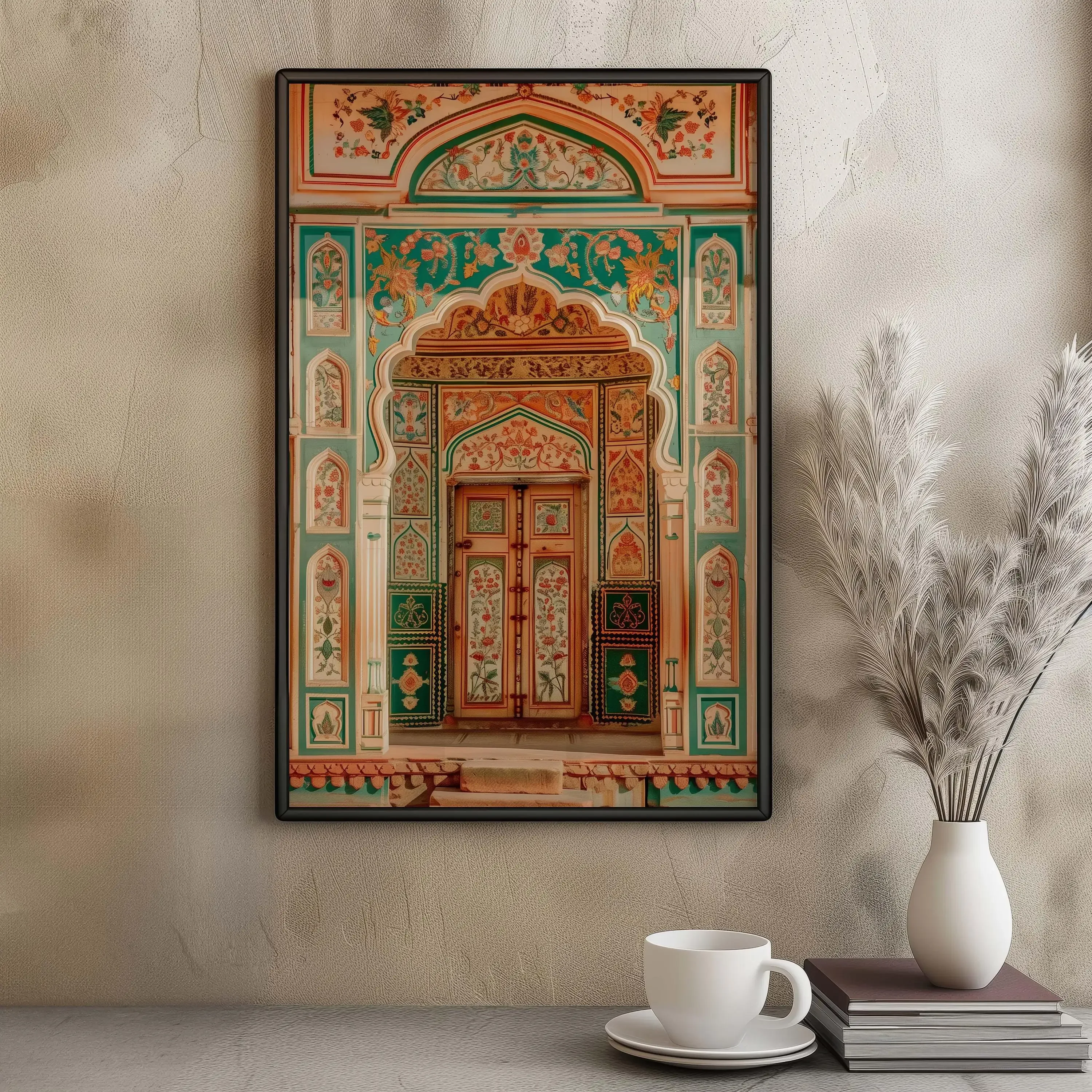 1pc frameless Canvas Painting Islamic Architecture Decor, Persian Mosque Art Print, Blue Tile Wall Art, Muslim Wedding Gift, Geo