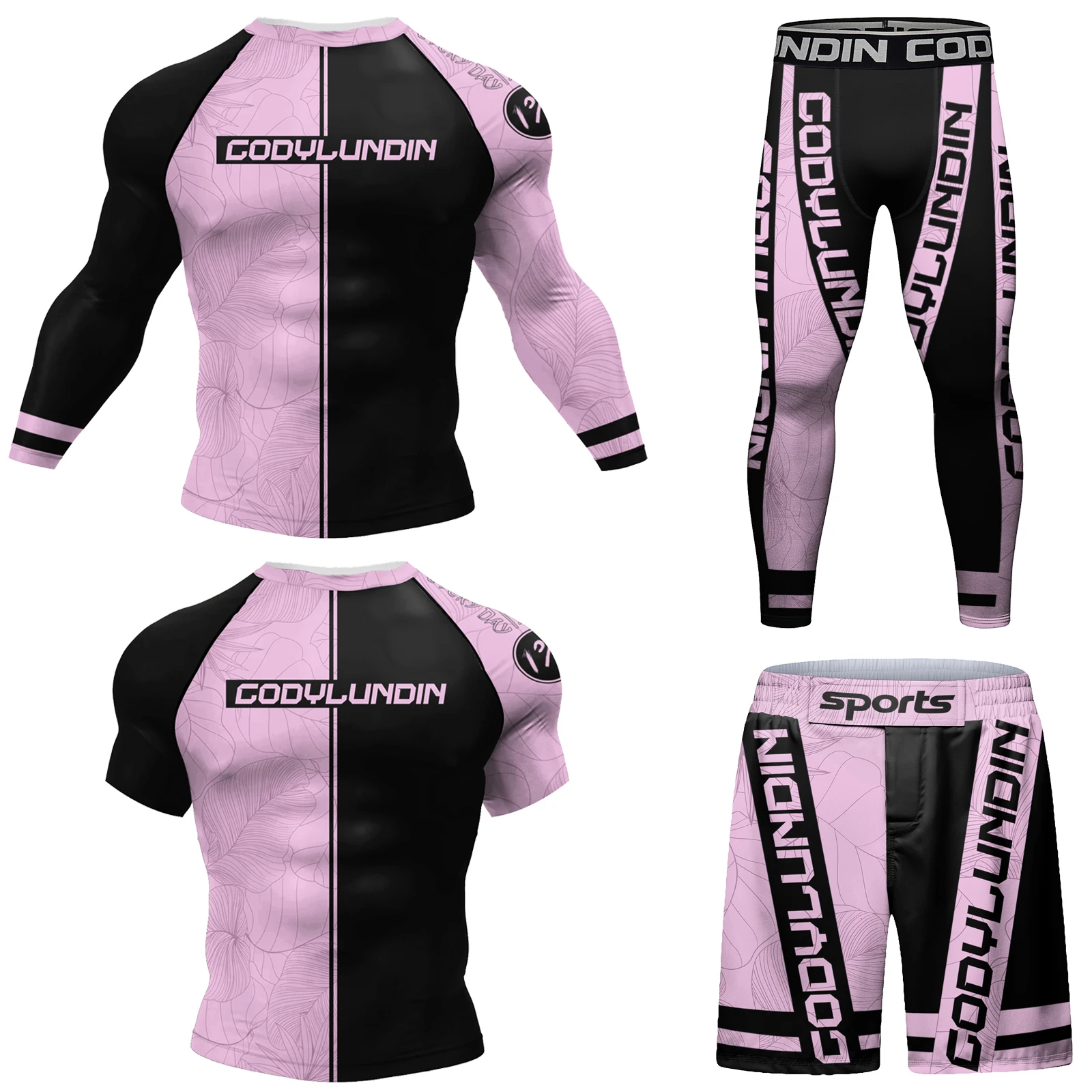 Nouveau maillot de boxe de créateur jiu jitsu No Gi Rashguard ensemble rose Compression vêtements actifs pour hommes femmes vêtements de combat de grappin personnalisés