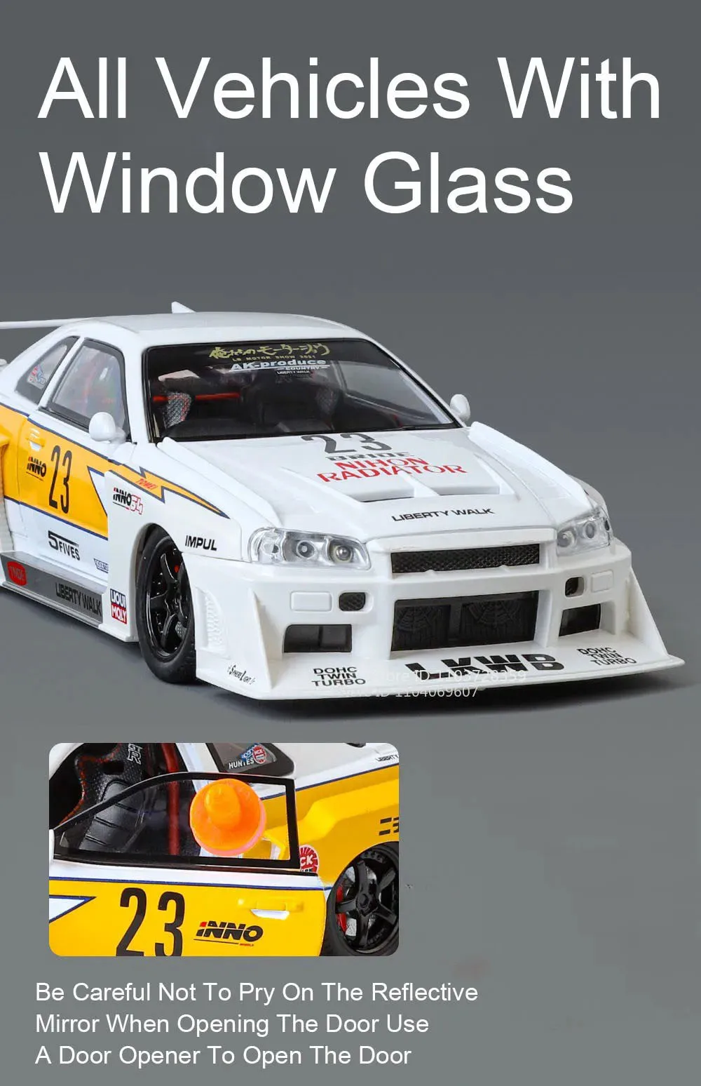 1:24 Tourbillon GTR S15 Modell Sportwagen Spielzeug Legierung Druckguss Sound Licht Türen geöffnet Stoßdämpfung Ornament Supercar für Kinder – Detail 22
