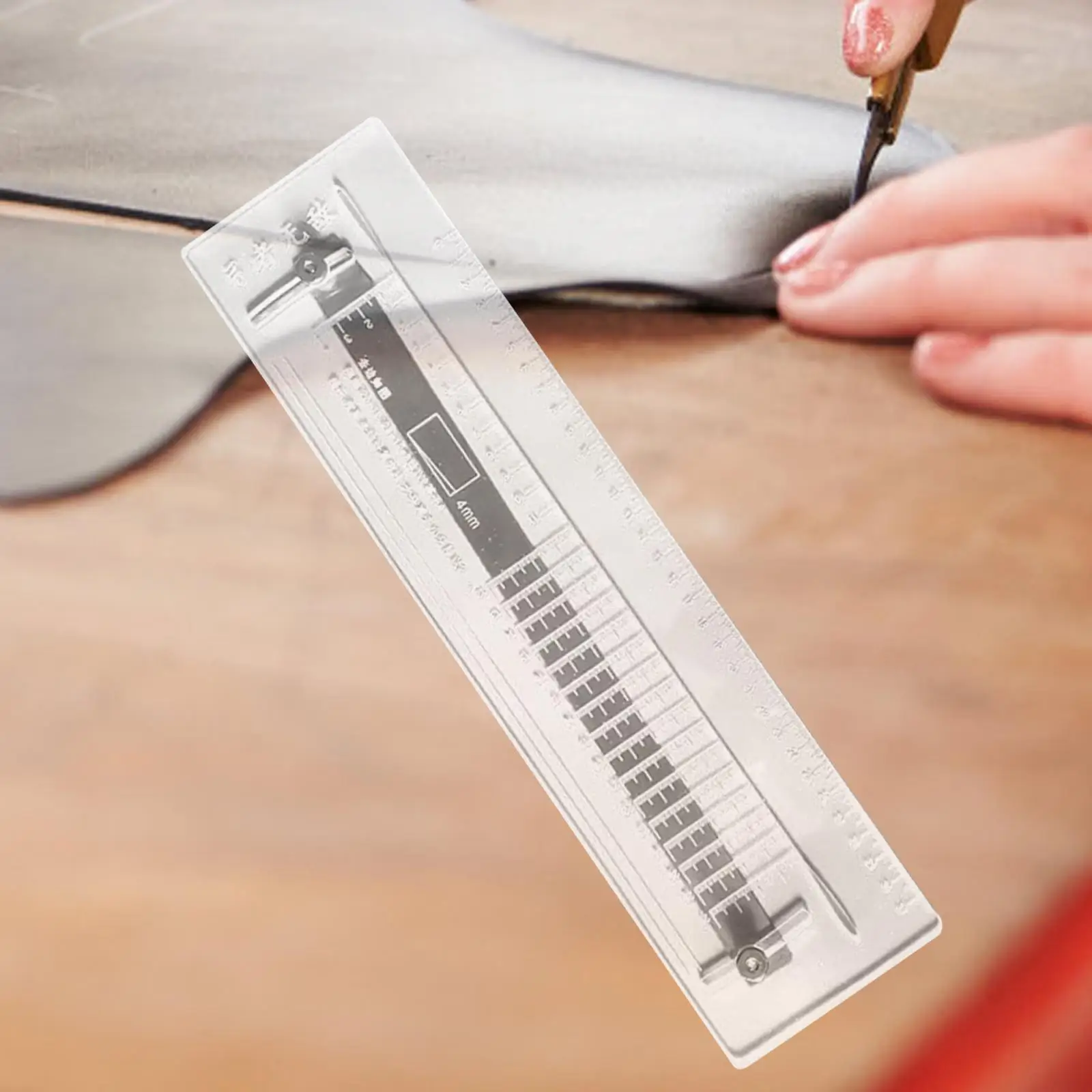 

Плоская линейка для резки кожи, компактная, практичная, акриловая, многофункциональная