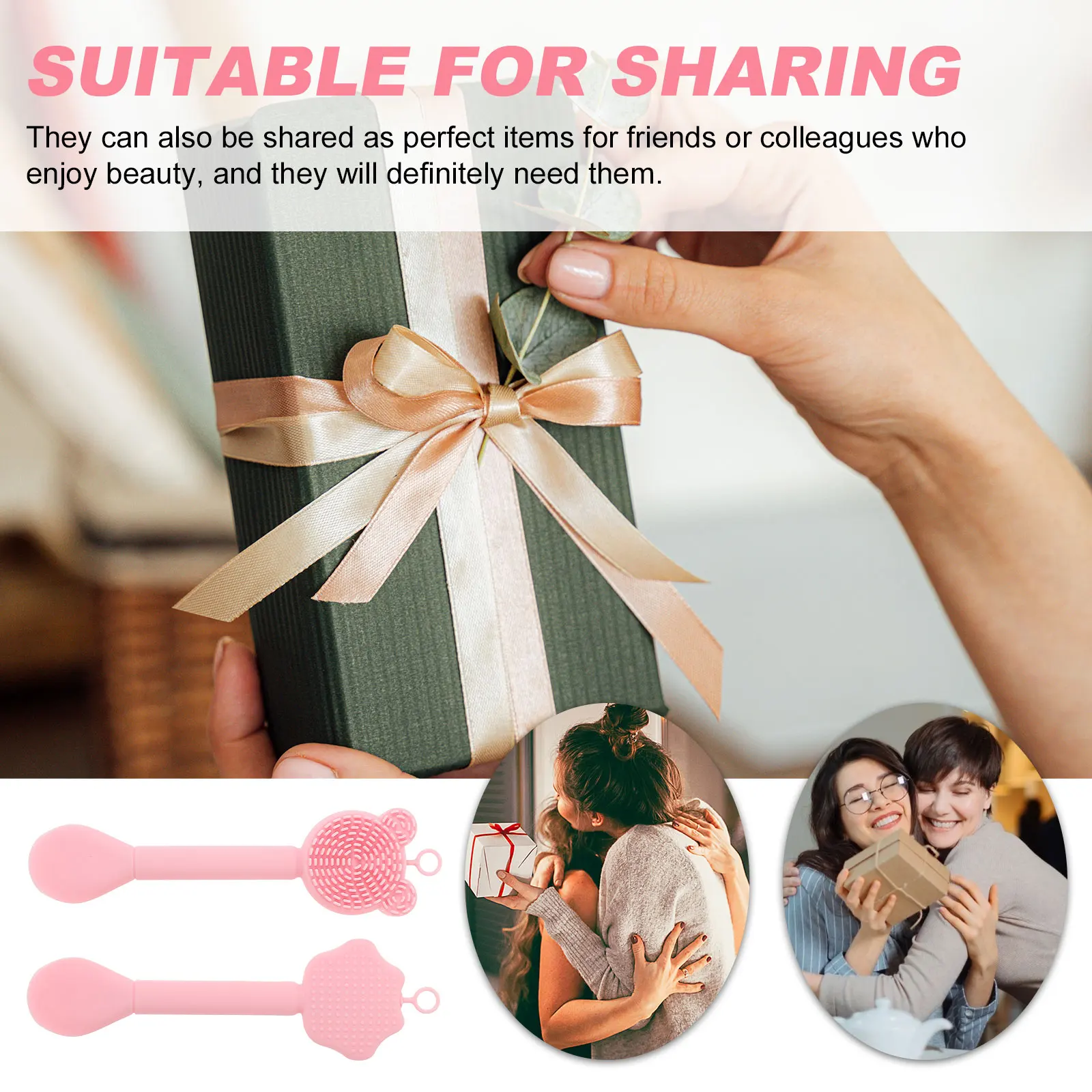 แปรงซิลิโคนสำหรับมาส์กหน้า 2 ชิ้น แบบสองด้าน น่ารัก แปรงทำความสะอาดผิวหน้า ซิลิโคนนุ่ม สำหรับผิวเรียบเนียน