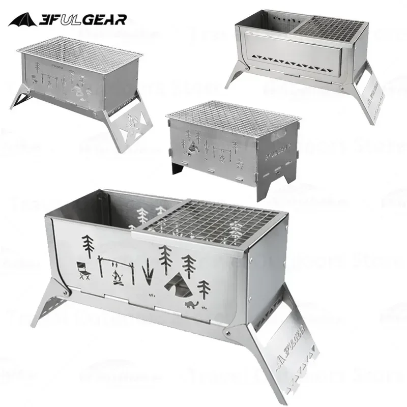 3F UL GEAR Folding Firewood Stove 304 Stainless Steel BBQ Grill Outdoor Camping Picnic Multi-Function Stove Portable Multi-Style