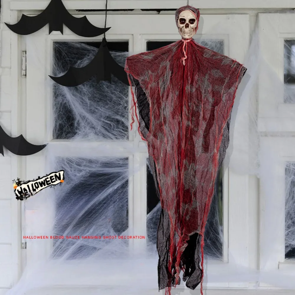 1PC Halloween Blooding Hanging Ghost Pendant macchiato Horror Skeleton Head Decoration puntelli con Blood Scene Portico Decor