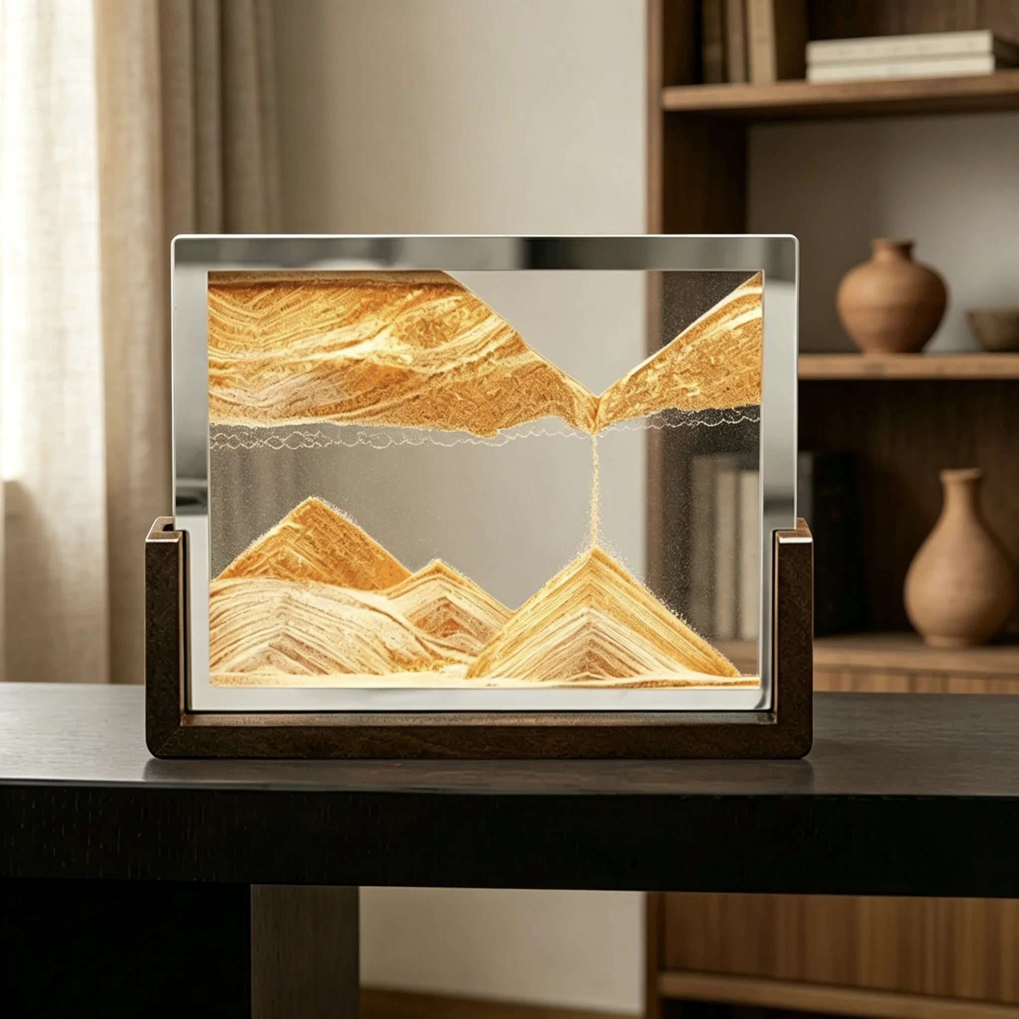 Wood Frame Sandscape Moving Sand Art Picture Quicksand Office Home Decor 3D Hourglass Flowing Sand Painting Stress Relief Gifts