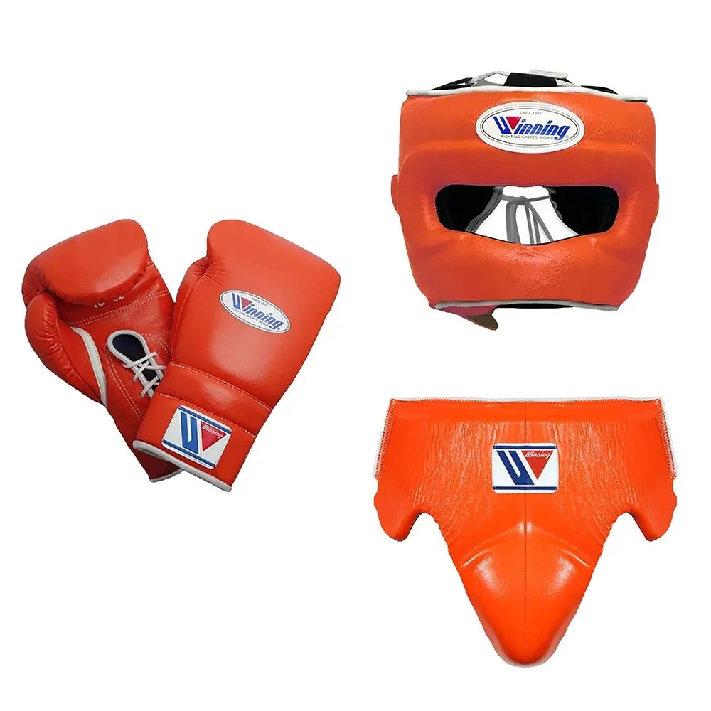 Guantes de boxeo ganadores profesionales, conjunto de cuero, guantes de boxeo ganadores, cuero de vaca Real, Kit de Sparring de boxeo, nuevo diseño 2025