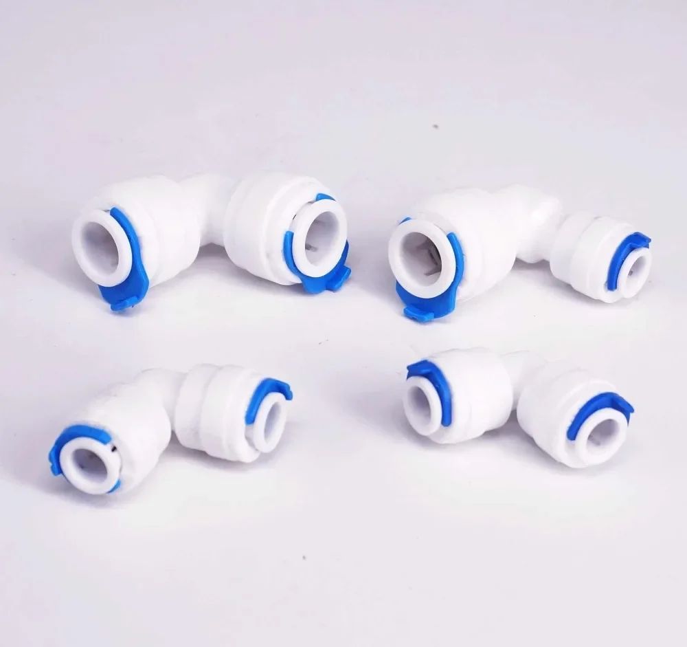 5 uds apto para 1/4 "3/8" OD tubo codo L Pushfit conector reductor igual montaje acuario ósmosis inversa RO dispensador de agua