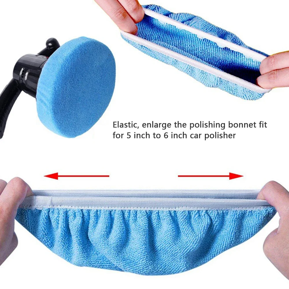 8Pcs Car Microfiber Polisher Pad 10 Inch Wash Buffer Waxing Sleeve Bonnet Polishing Hood for House Auto Cleaning Accessories