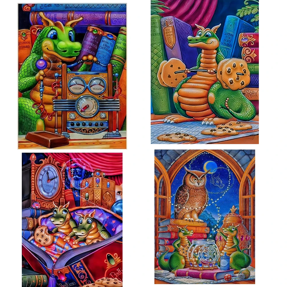 

500/1000/1200/2000PCS Jigsaw Puzzles Cartoon Dragon Family Activity Games for Gameroom Bedroom Home Decor Gift
