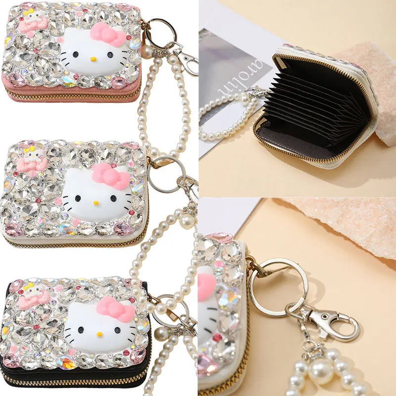 

Hello Kitty Multi-slot Wallet Leather Accordion Purse for Women Girls High Quality Multifunctional Credit Card Holder Zipper Bag