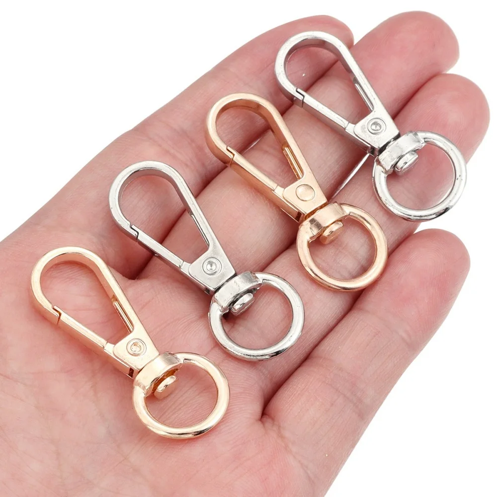10pcs Metal Swivel O-ring Eye Snap Hook Trigger Clasps Clips for Leather Craft Bag Strap Belt Webbing Keychain Small Size