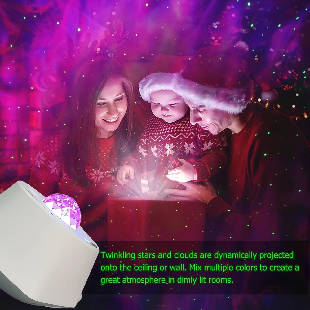 مصباح بروجيكتور ماسي من Sky Space، لون قابل للتعديل، ديكور غرفة النوم، ضوء إيقاظ مع ضوء ليلي ليزر للتحكم عن بعد
