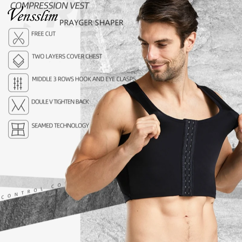 Vensslim Men Chest Vest Sweat Chest Bandage Tight-fitting Underwear Body Shaper Corset Support Chest Compression Correct Posture