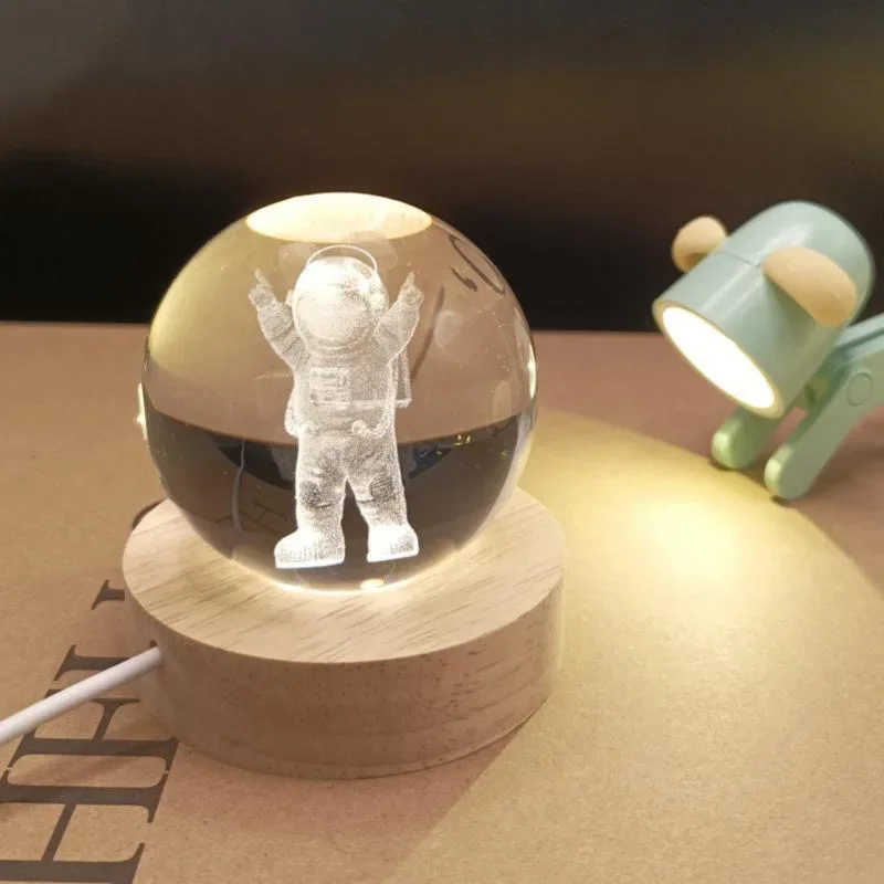 

1pc 3D Moon Crystal Ball Night Lamp Warm Light Compact USB for Birthday Christmas Astronomy Space Gifts Home Desktop Decoration