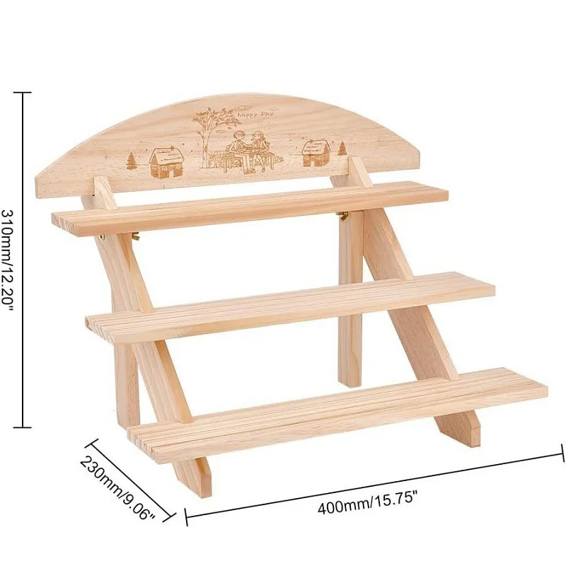 2-4Tier Wooden Jewelry Display Riser Earring Ring Holder Capcake Dessert Mini Figure Stand Makeup Organizer Storage Rack