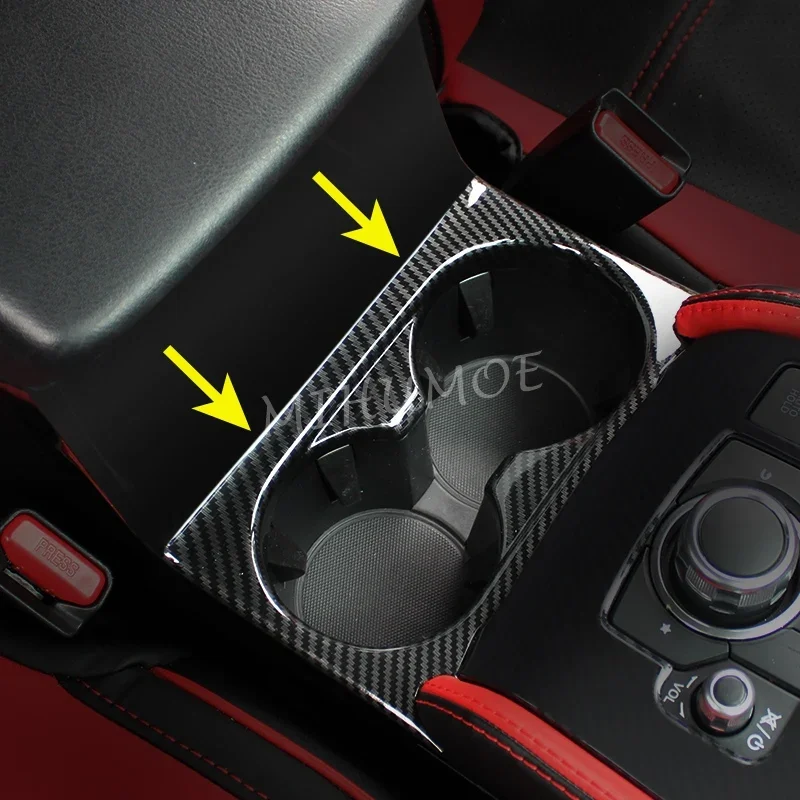 Carbon Fiber Cup Holder Surrounds Cover For Mazda CX-5 KF 2017 2018 2019 2020 2021 2022 2023 2024 Accessories