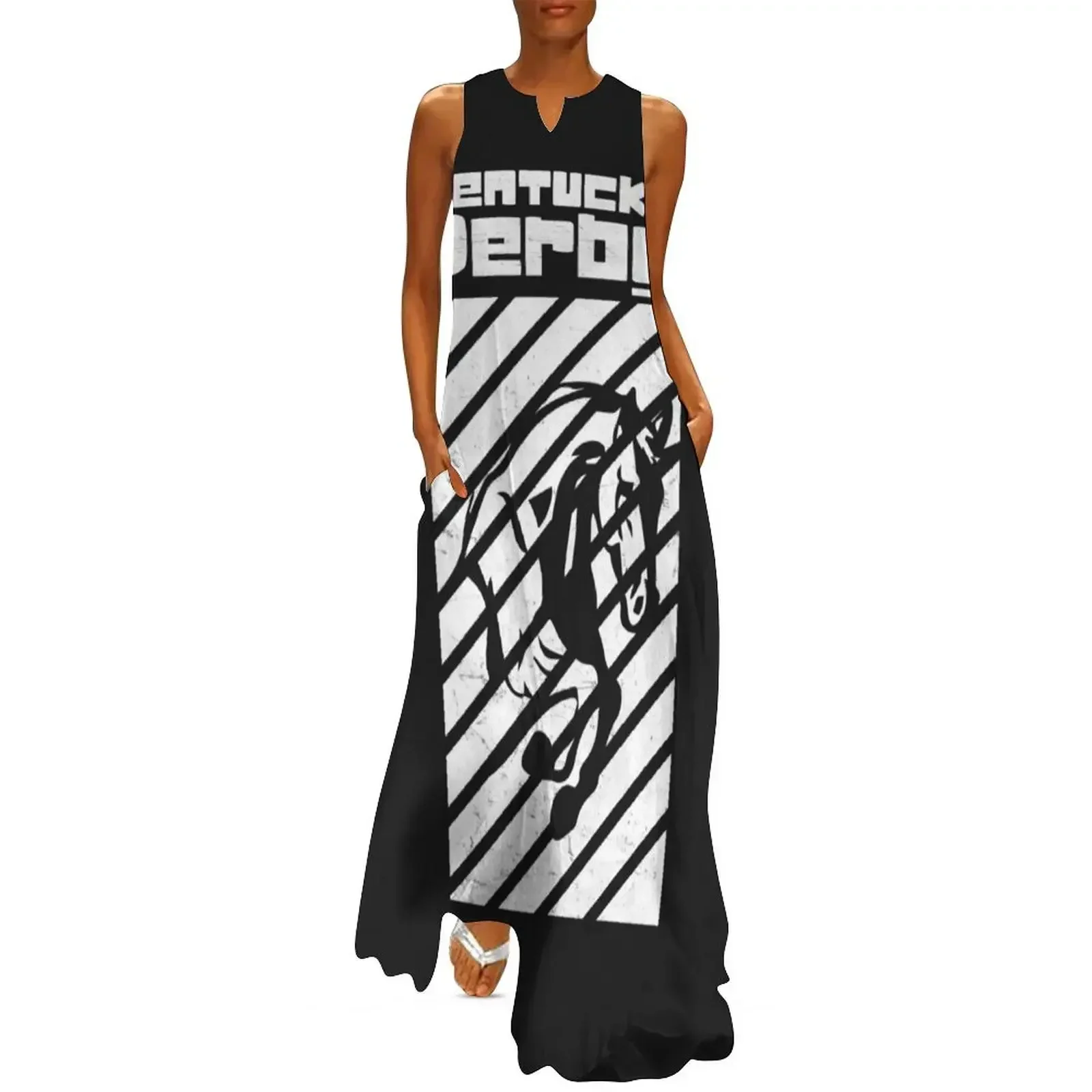 

Kentucky Derby Black T-shirt Long Dress beach outfits for women Women's long dress Women's dress