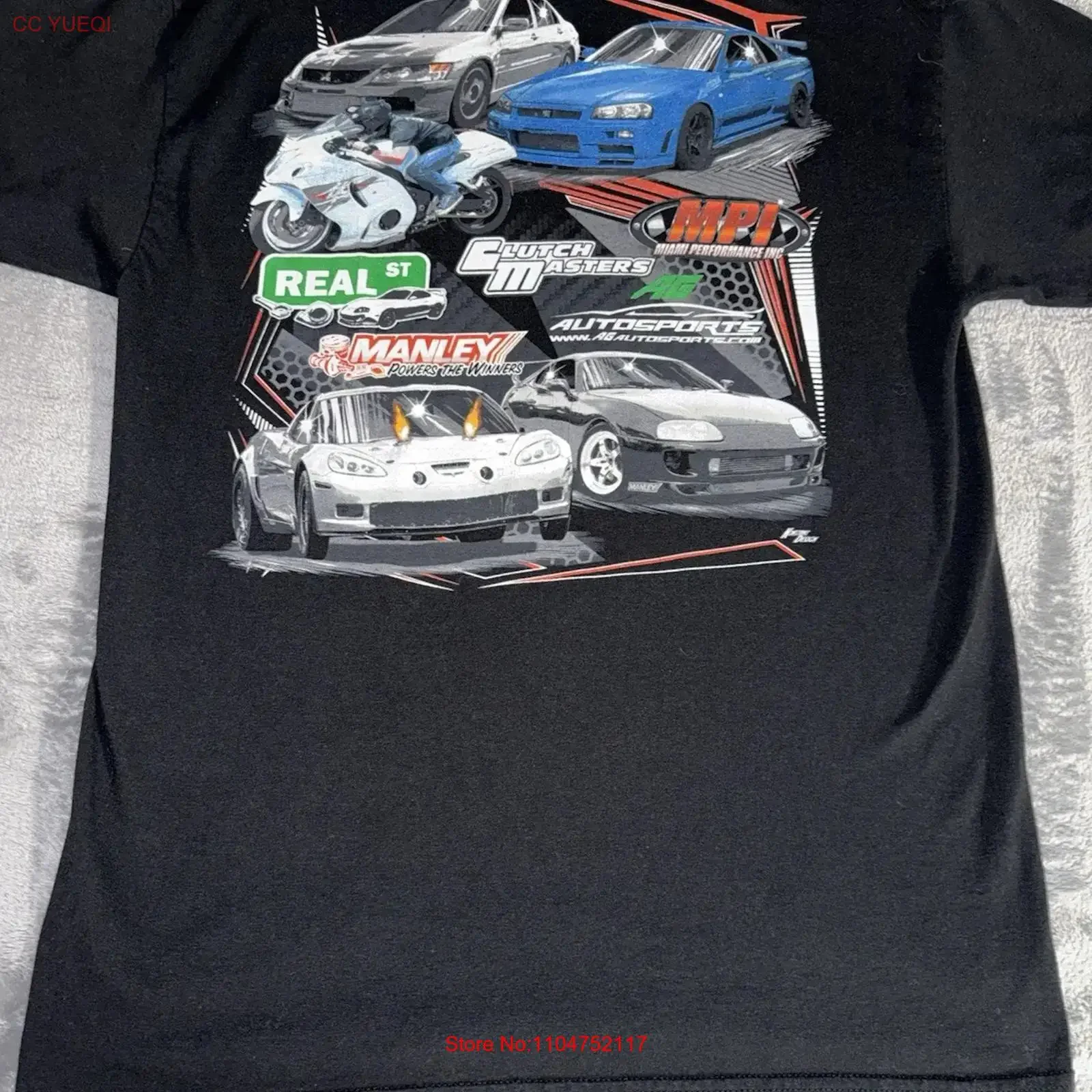 Racing Manley Performance Clutch Masters Street Kings Mens T Shirt Size L Black vintage Washed Stylish homme Versatile