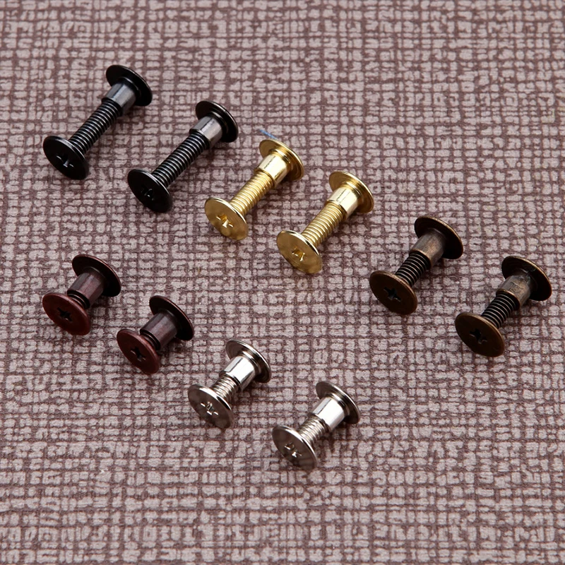 10 Sets Recipe Album Screw Accessories Nail Rivet Ledger Nail Copper Plated Flat Head Screw Binding Nail Ring Binder Accessories