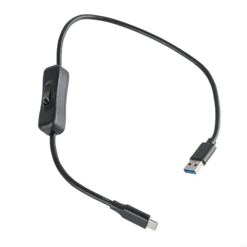 USB3.0 to USB C Charging Cable with Power Switching Button, USB to Type C Power Adapter Cord Data Wire for LED Light Fan 