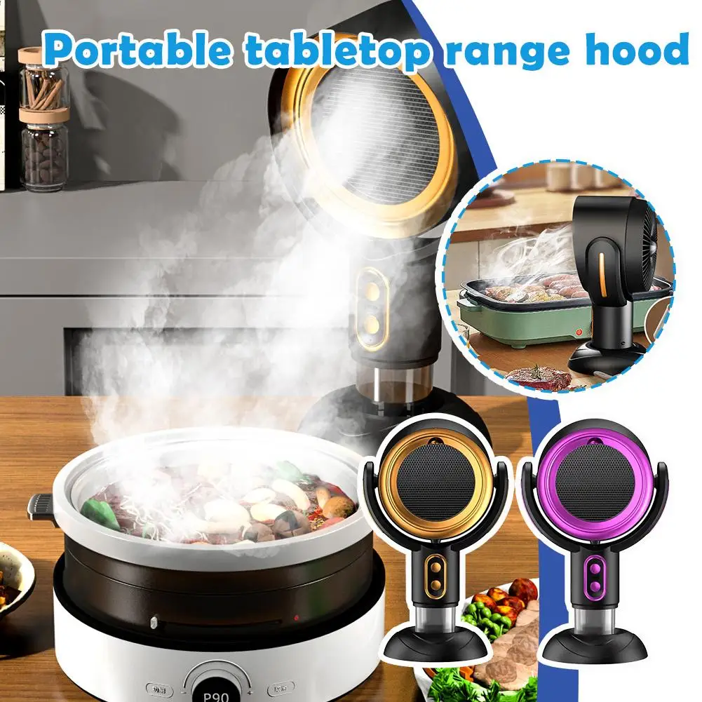 

Desktop Range Hood Mini Suction Extractor Hood USB Charging Angle-adjustable Camping Picnic Hot Pot Range Hood Kitchen Hood