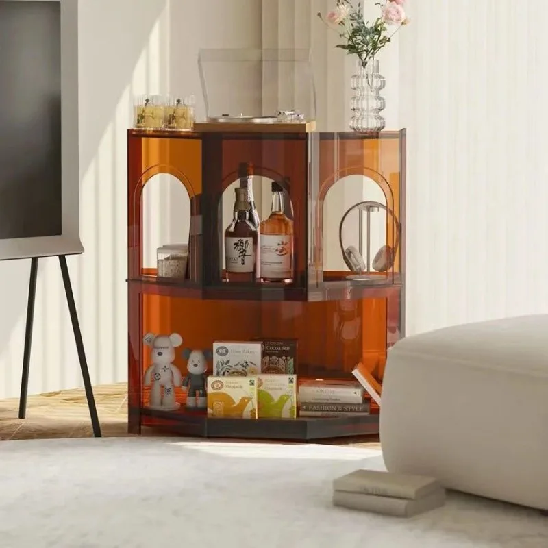 

French entrance entry cream living room side cabinet Italian modern simple semicircular decoration corridor shelf cabinet