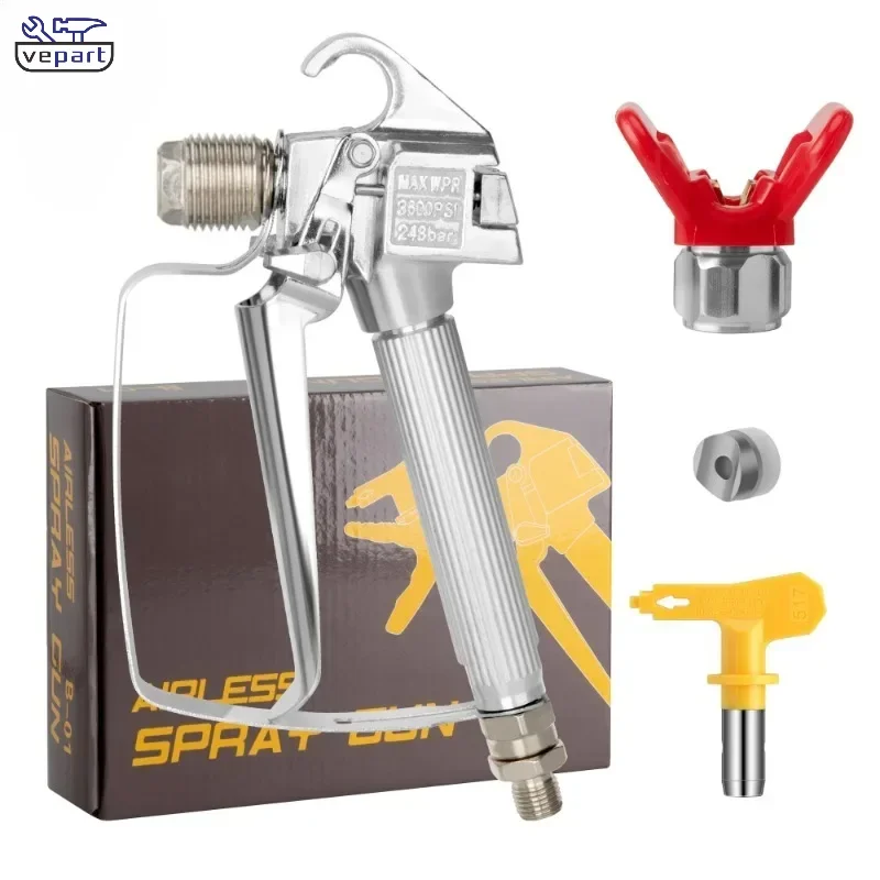 

Vepart 3600PSI Airless Paint Spray Gun High Pressure with 517 Tip & Nozzle Guard for TITAN Wanger Sprayer and Spraying Machine